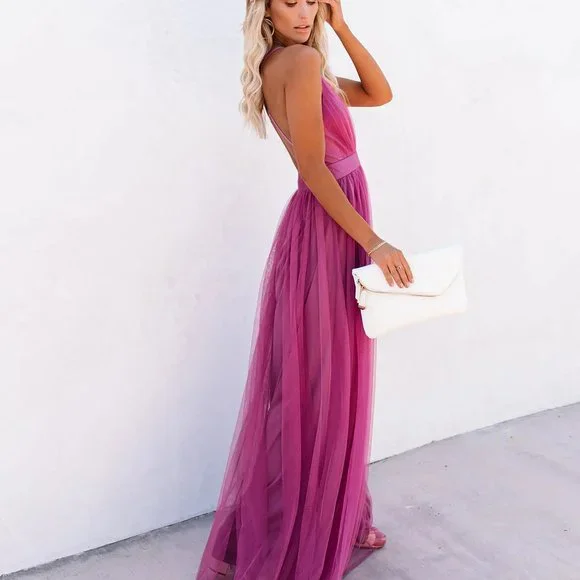 PETAL DUST MAXI DRESS - MAGENTA - Picture 4 of 6
